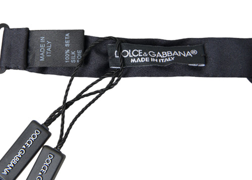 Dolce & Gabbana Dark Blue Silk Satin Adjustable Neck Men Papillon Bow Tie - ClickThatClicks 