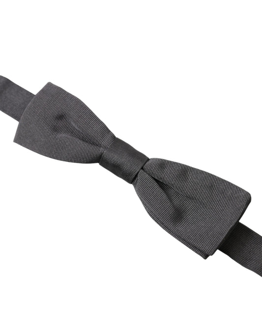 Dolce & Gabbana Dark Gray Silk Adjustable Neck Men Papillon Bow Tie - ClickThatClicks 