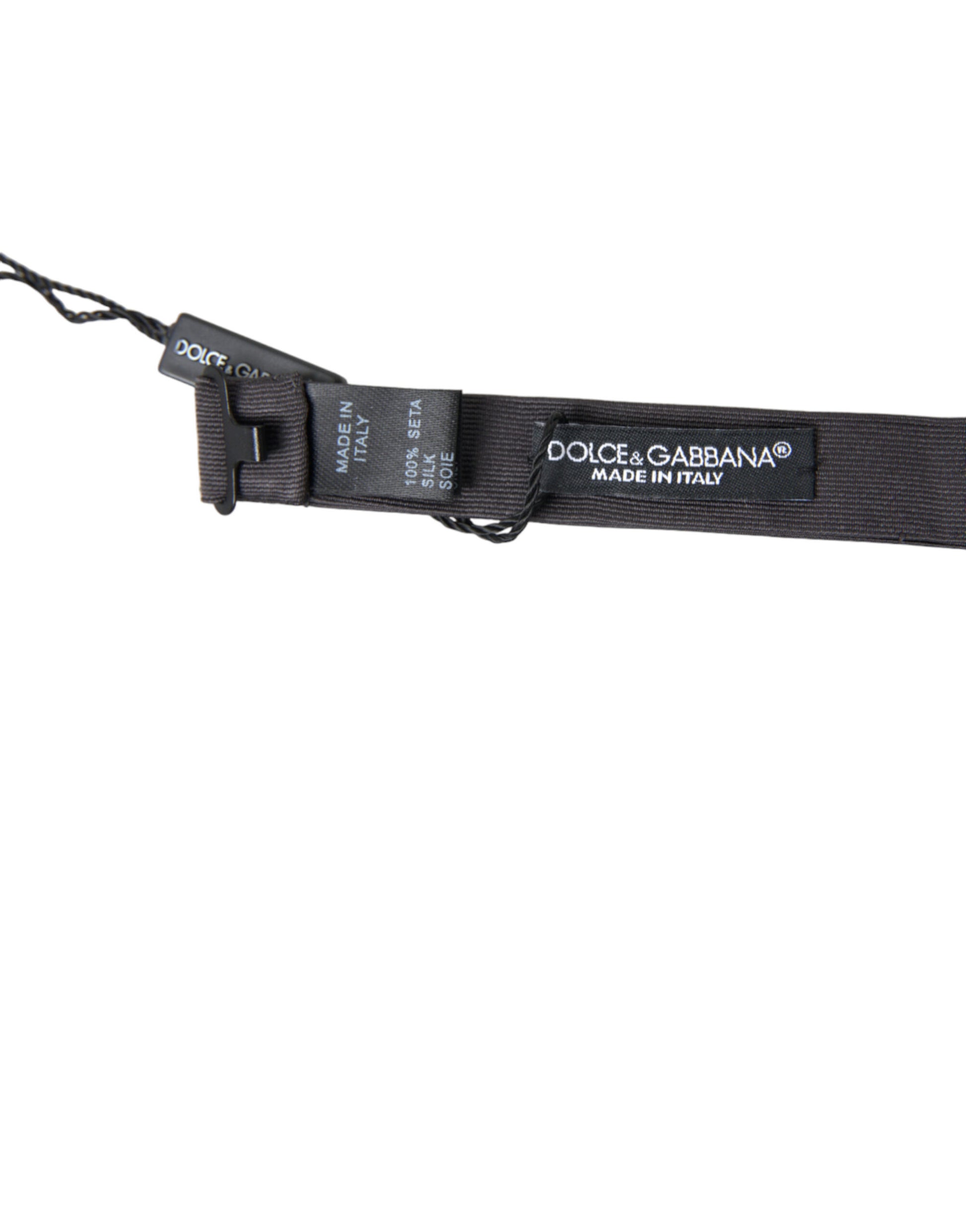 Dolce & Gabbana Dark Gray Silk Adjustable Neck Men Papillon Bow Tie - ClickThatClicks 