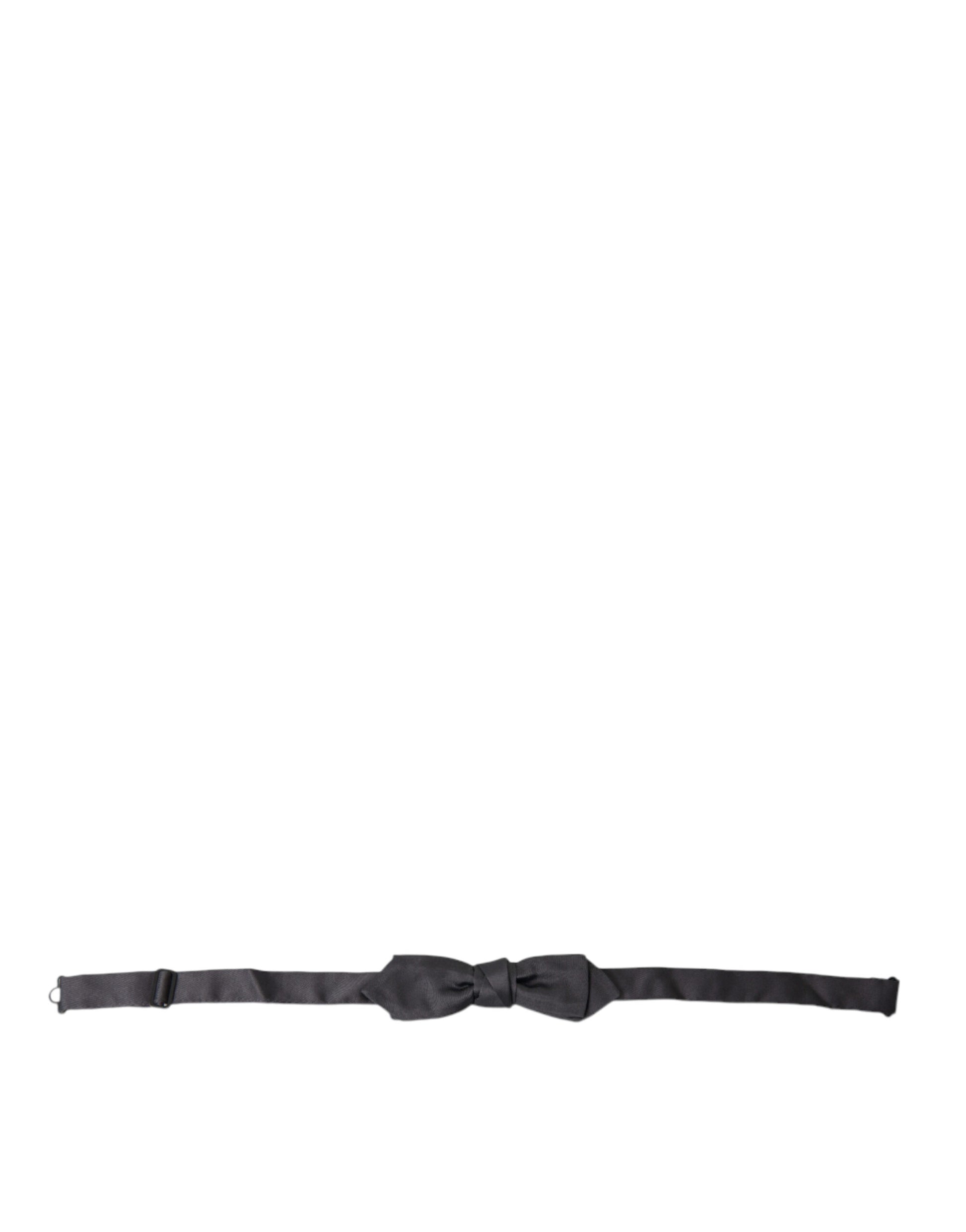 Dolce & Gabbana Dark Gray Silk Adjustable Neck Men Papillon Bow Tie - ClickThatClicks 