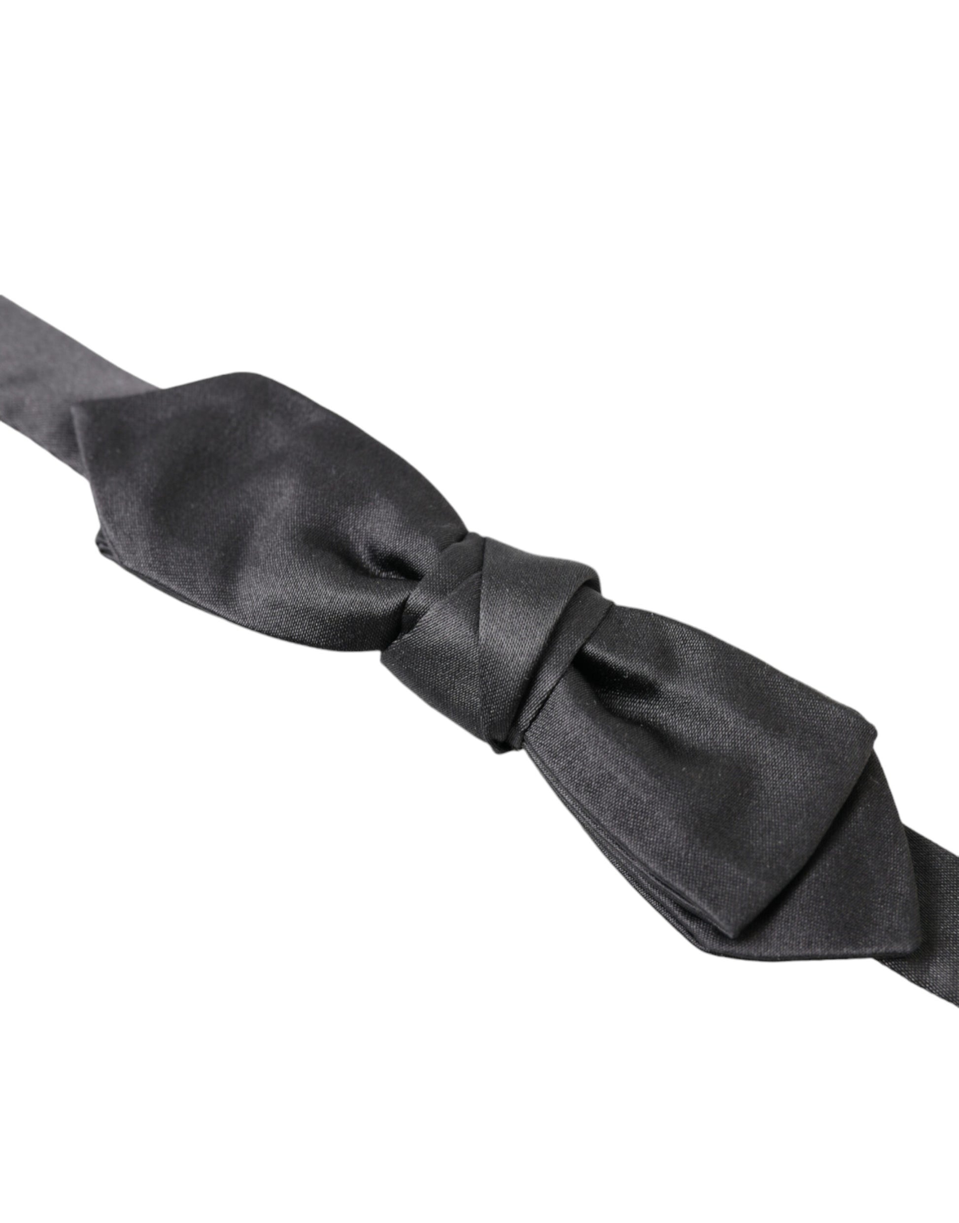 Dolce & Gabbana Dark Gray Silk Adjustable Neck Men Papillon Bow Tie - ClickThatClicks 