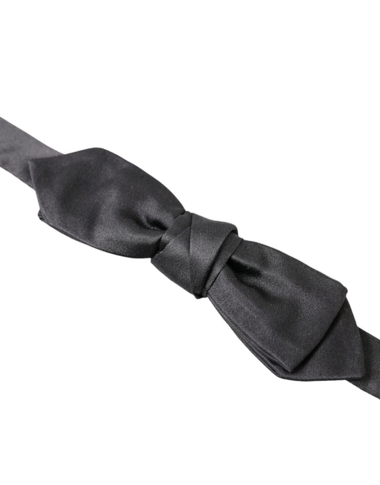 Dolce & Gabbana Dark Gray Silk Adjustable Neck Men Papillon Bow Tie - ClickThatClicks 