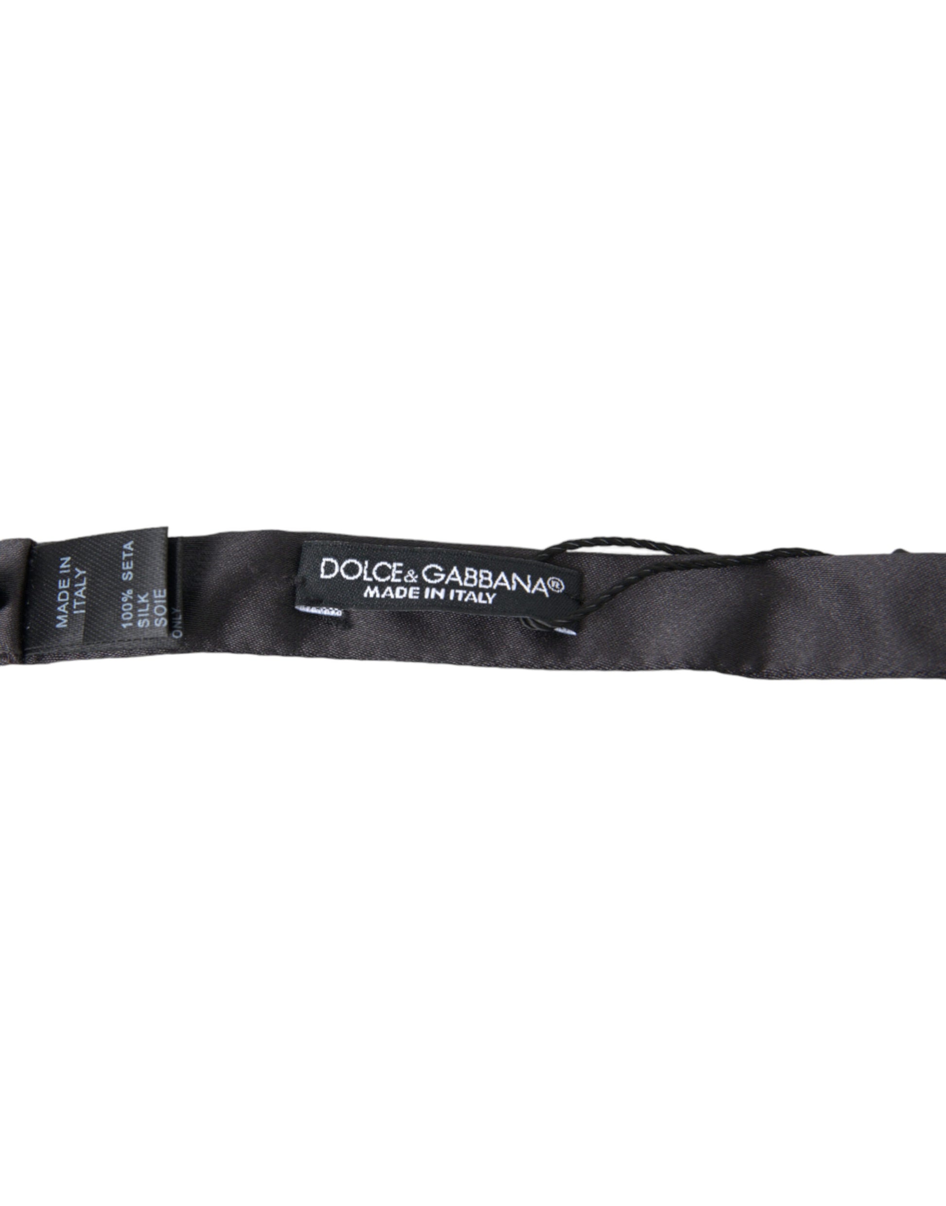 Dolce & Gabbana Dark Gray Silk Adjustable Neck Men Papillon Bow Tie - ClickThatClicks 
