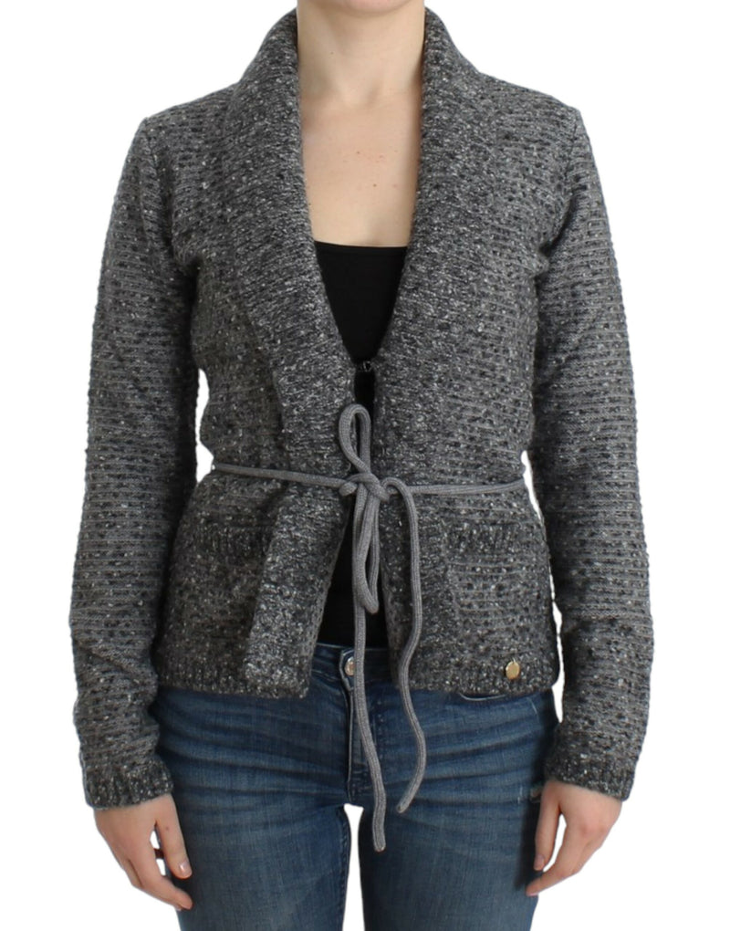 Cavalli Gray wool knitted cardigan