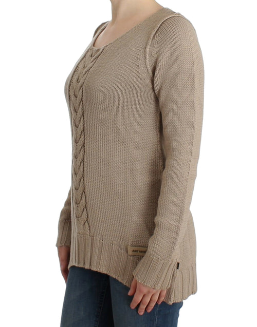 Cavalli Beige knitted wool sweater - ClickThatClicks 