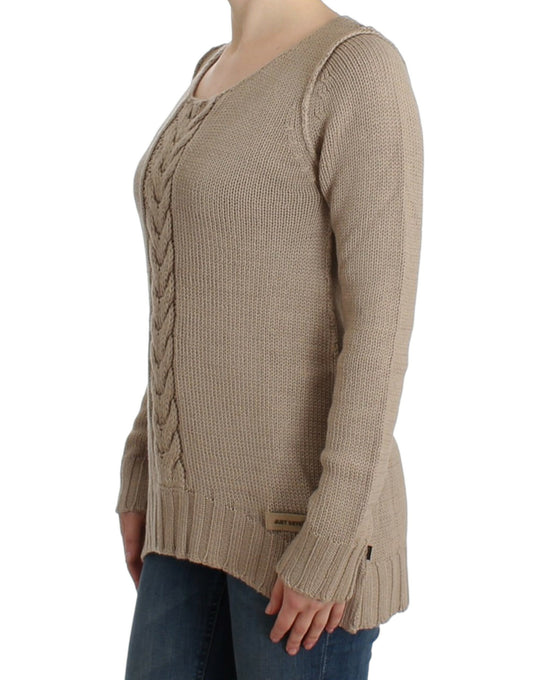 Cavalli Beige knitted wool sweater - ClickThatClicks 