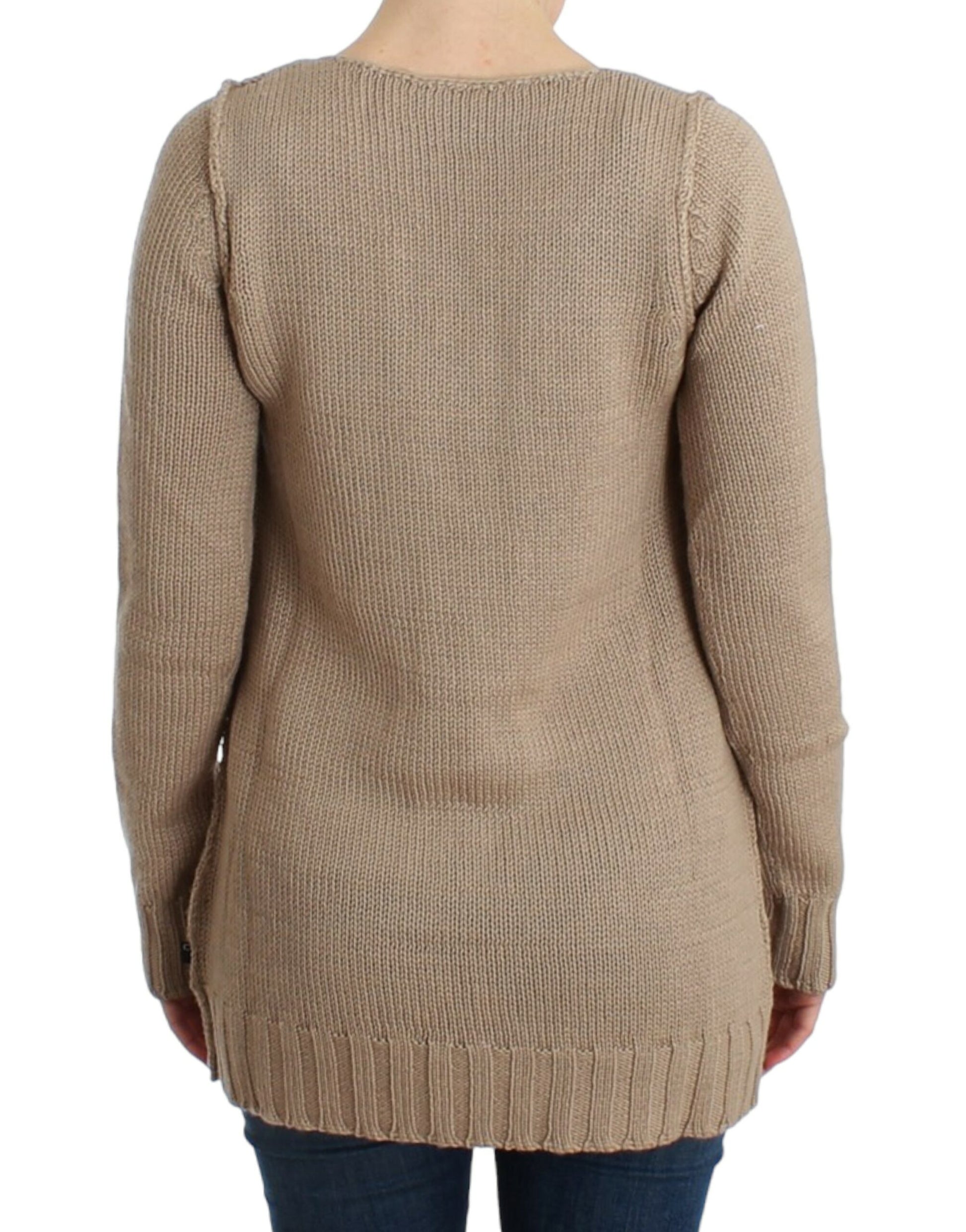 Cavalli Beige knitted wool sweater - ClickThatClicks 