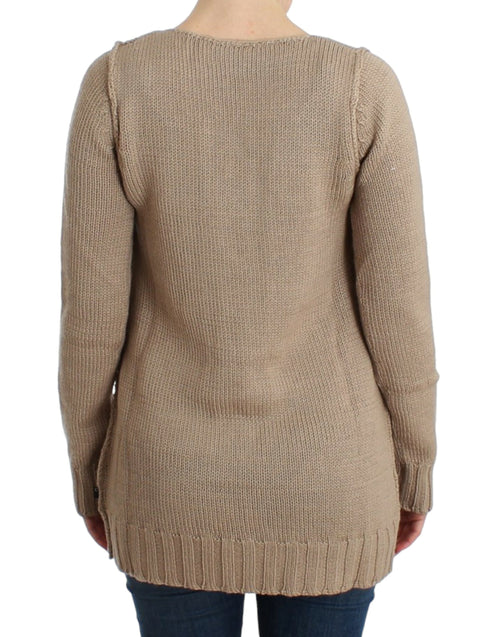 Cavalli Beige knitted wool sweater - ClickThatClicks 