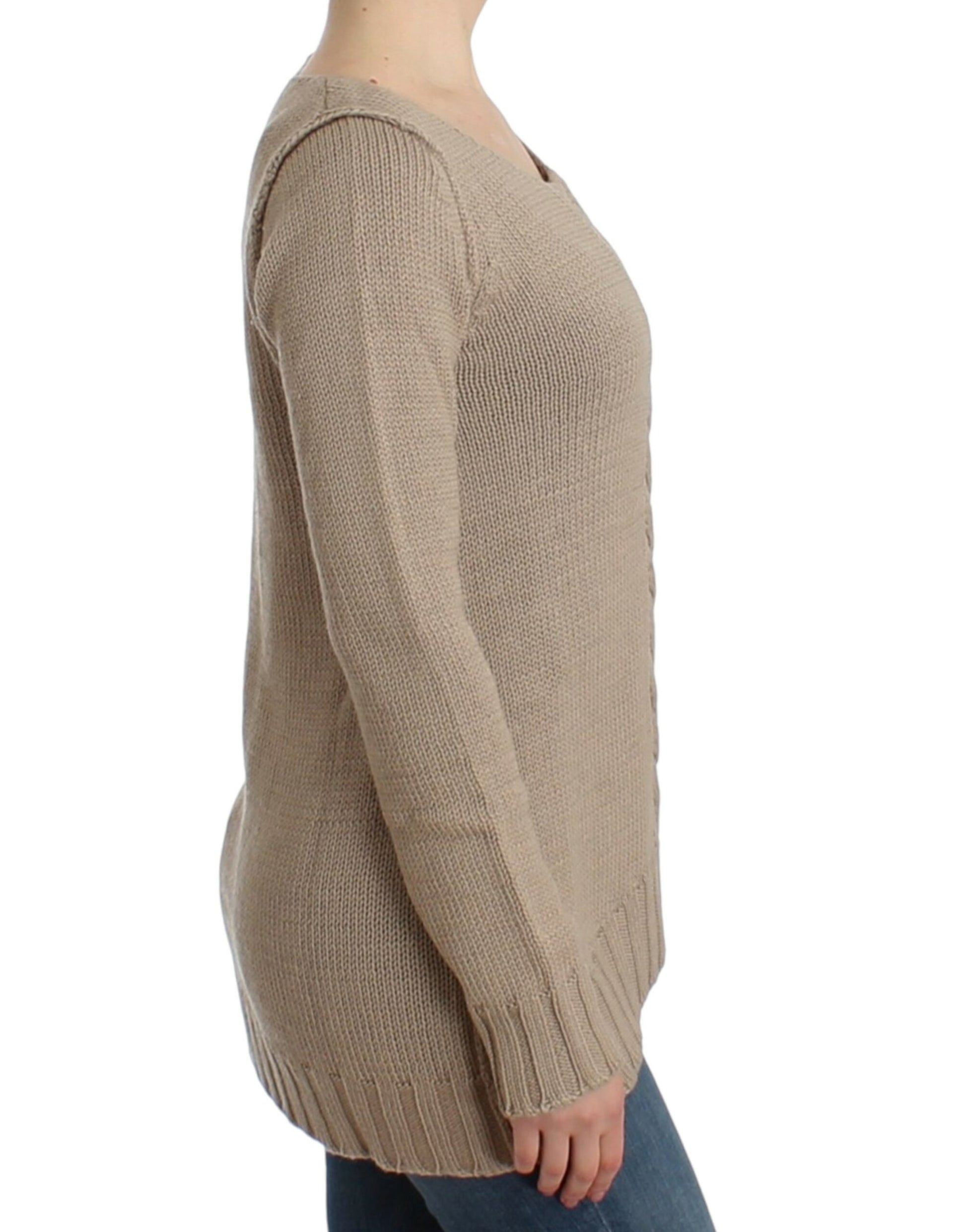 Cavalli Beige knitted wool sweater - ClickThatClicks 