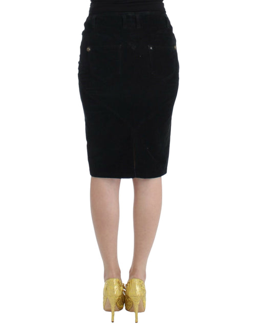 Cavalli Black Corduroy Pencil Skirt - ClickThatClicks 