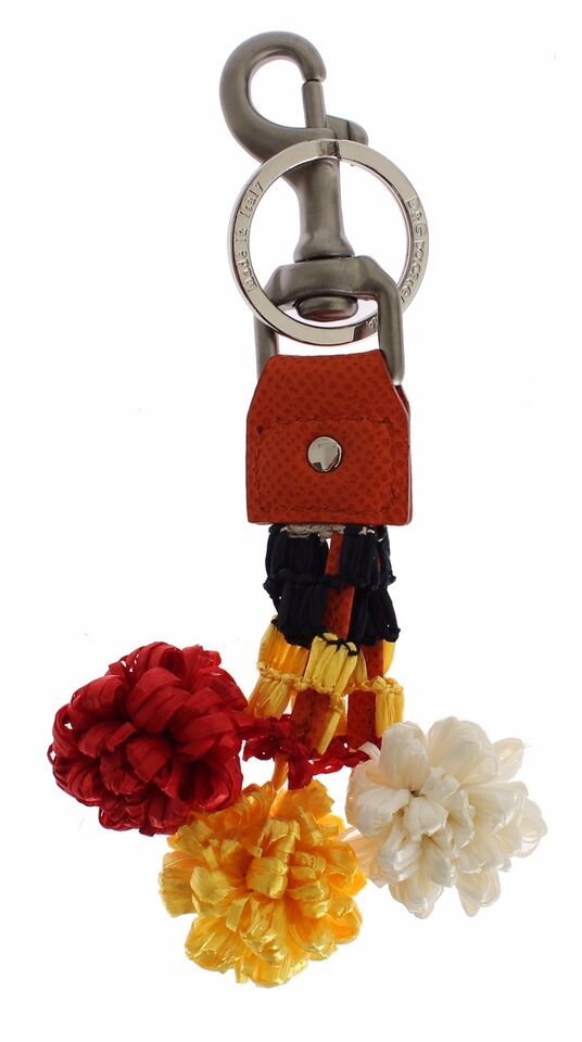 Dolce & Gabbana Red White Raffia Leather Clasp Finder Keyring Keychain - ClickThatClicks 