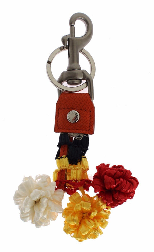 Dolce & Gabbana Red White Raffia Leather Clasp Finder Keyring Keychain - ClickThatClicks 