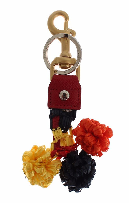 Dolce & Gabbana Gold Yellow Raffia Leather Clasp Finder Chain Keyring - ClickThatClicks 