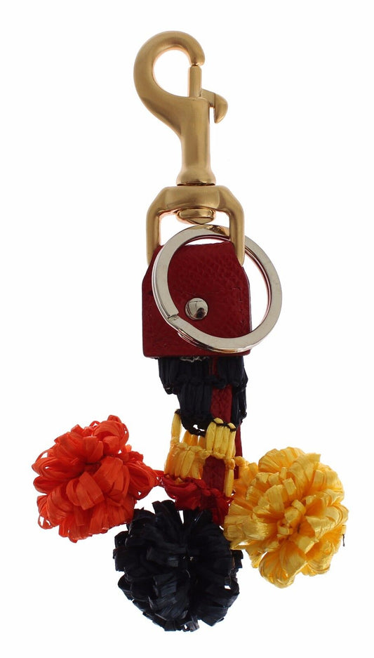 Dolce & Gabbana Gold Yellow Raffia Leather Clasp Finder Chain Keyring - ClickThatClicks 