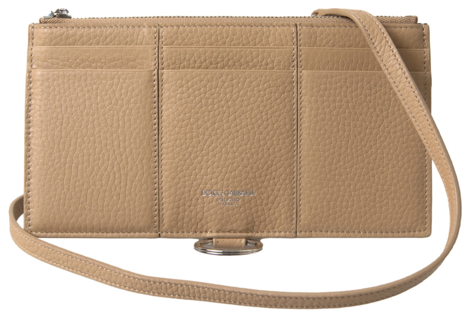Dolce & Gabbana Beige Leather Shoulder Cardholder Shoulder Strap Wallet - ClickThatClicks 
