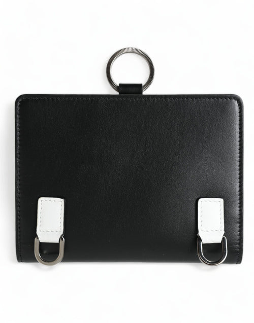 Dolce & Gabbana Black Leather Crystal Embellished Card Holder Wallet - ClickThatClicks 