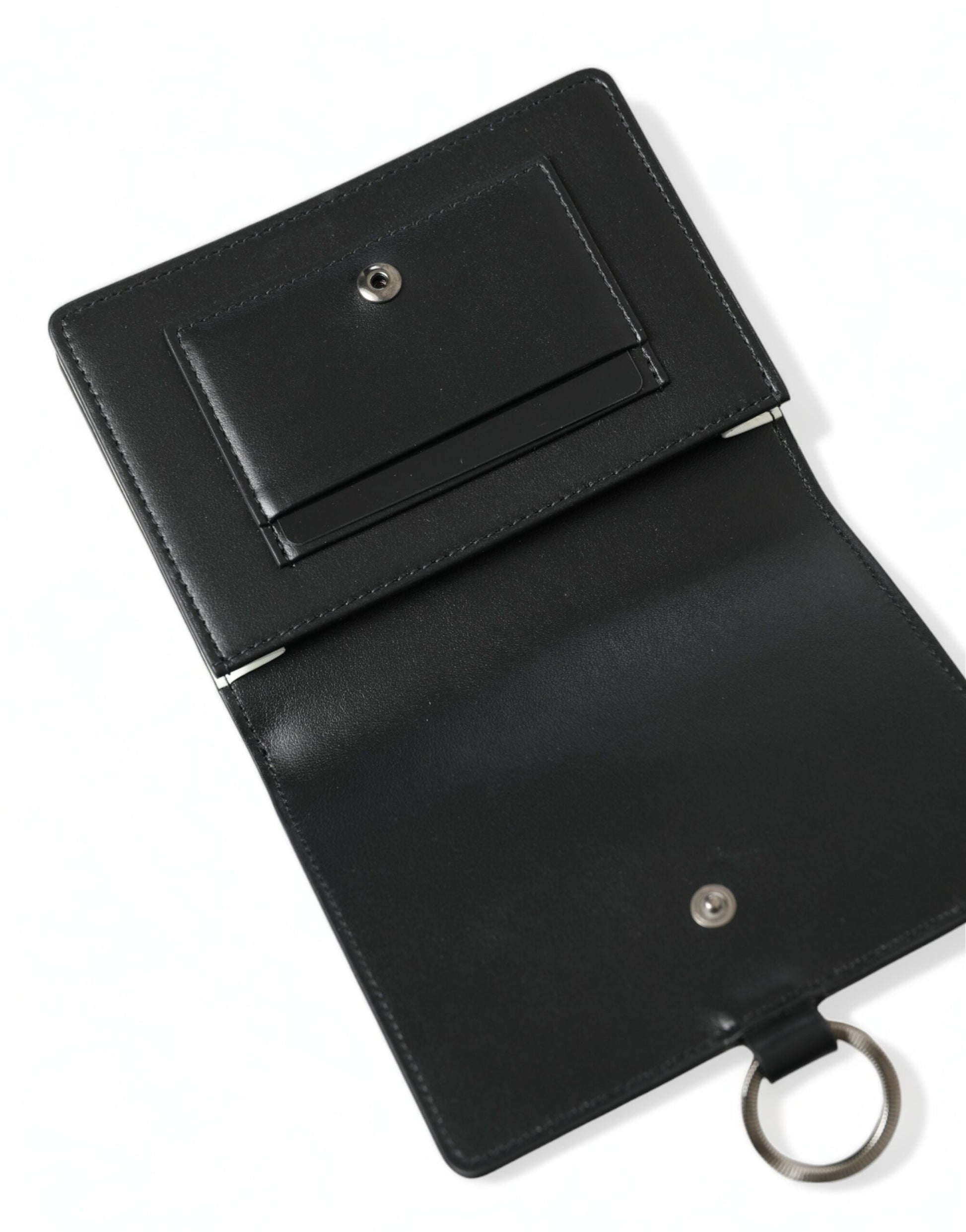 Dolce & Gabbana Black Leather Crystal Embellished Card Holder Wallet - ClickThatClicks 
