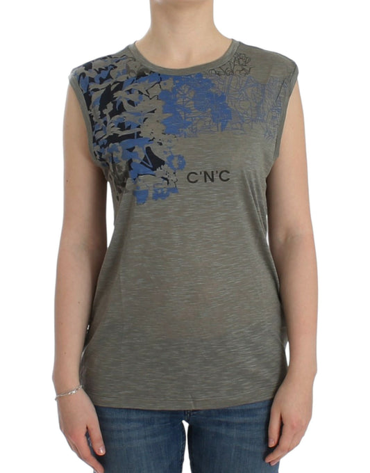 Costume National Gray print sleeveless t-shirt - ClickThatClicks 