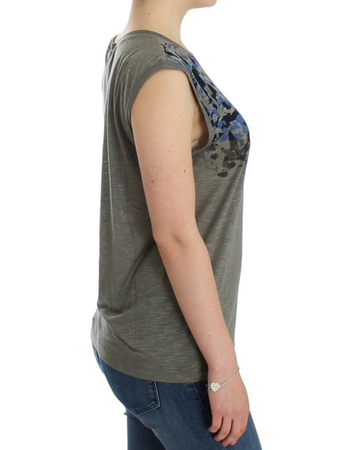 Costume National Gray print sleeveless t-shirt - ClickThatClicks 