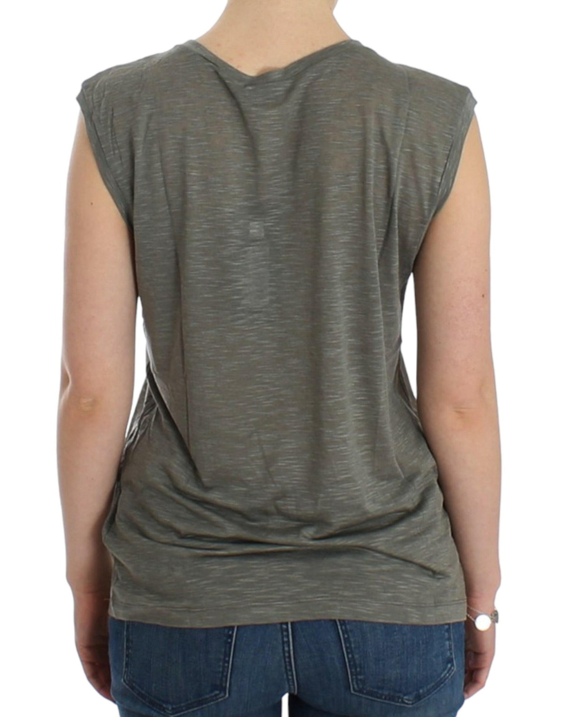 Costume National Gray print sleeveless t-shirt - ClickThatClicks 