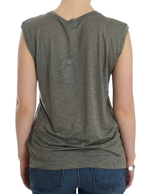 Costume National Gray print sleeveless t-shirt - ClickThatClicks 