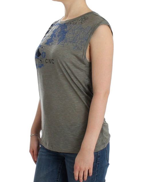 Costume National Gray print sleeveless t-shirt - ClickThatClicks 