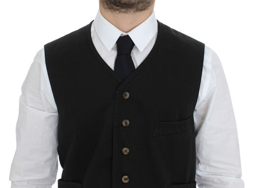 Dolce & Gabbana Black Cotton Blend Dress Vest Gilet - ClickThatClicks 