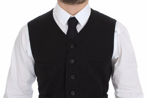 Dolce & Gabbana Black Flax Cotton Dress Vest Blazer - ClickThatClicks 