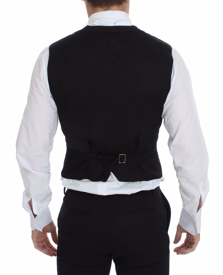 Dolce & Gabbana Black Flax Cotton Dress Vest Blazer - ClickThatClicks 