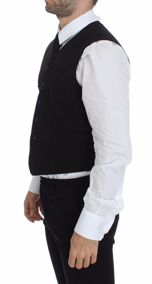 Dolce & Gabbana Black Flax Cotton Dress Vest Blazer - ClickThatClicks 