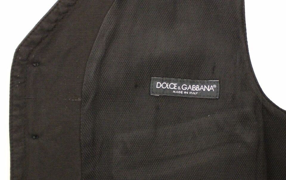 Dolce & Gabbana Black Flax Cotton Dress Vest Blazer - ClickThatClicks 
