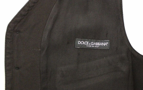 Dolce & Gabbana Black Flax Cotton Dress Vest Blazer - ClickThatClicks 