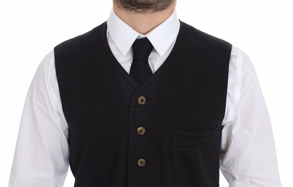 Dolce & Gabbana Black Cotton Viscose Dress Vest Blazer - ClickThatClicks 