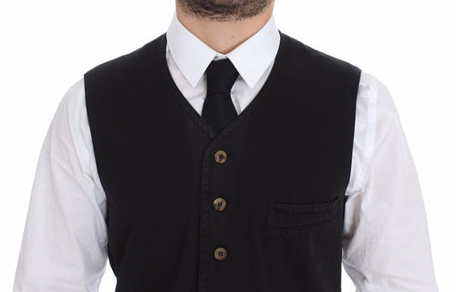 Dolce & Gabbana Black Cotton Viscose Dress Vest Blazer - ClickThatClicks 
