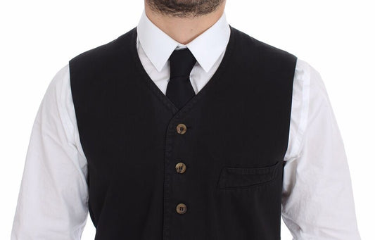 Dolce & Gabbana Black Cotton Viscose Dress Vest Blazer - ClickThatClicks 