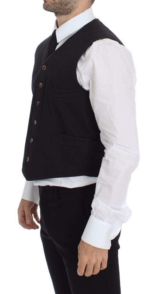 Dolce & Gabbana Black Cotton Viscose Dress Vest Blazer - ClickThatClicks 