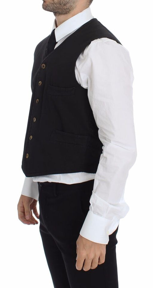 Dolce & Gabbana Black Cotton Viscose Dress Vest Blazer - ClickThatClicks 