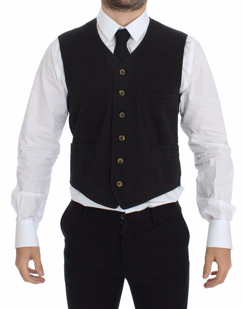 Dolce & Gabbana Black Cotton Viscose Dress Vest Blazer - ClickThatClicks 