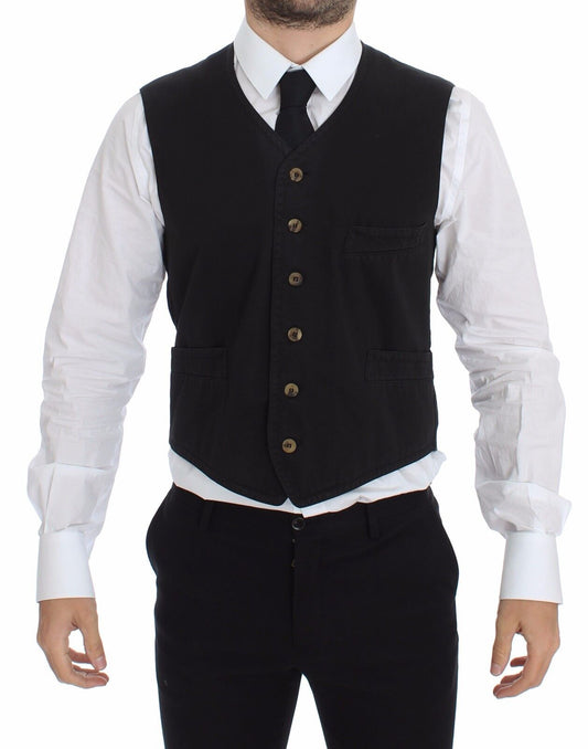 Dolce & Gabbana Black Cotton Viscose Dress Vest Blazer - ClickThatClicks 
