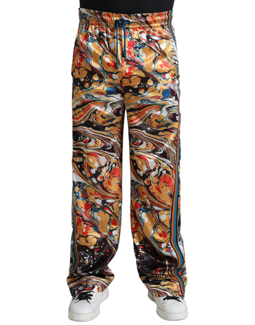 Dolce & Gabbana Multicolor Marble Print Satin Pants - ClickThatClicks 