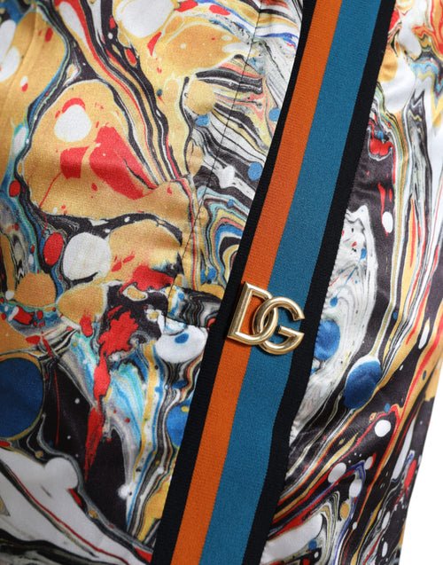 Dolce & Gabbana Multicolor Marble Print Satin Pants - ClickThatClicks 