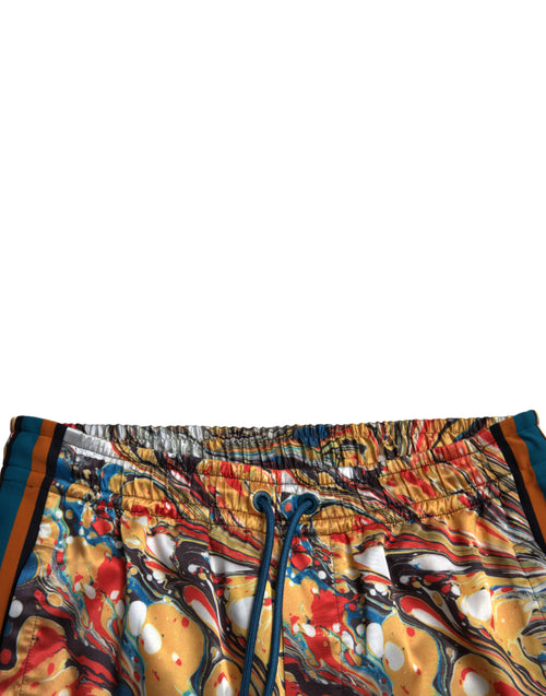 Dolce & Gabbana Multicolor Marble Print Satin Pants - ClickThatClicks 
