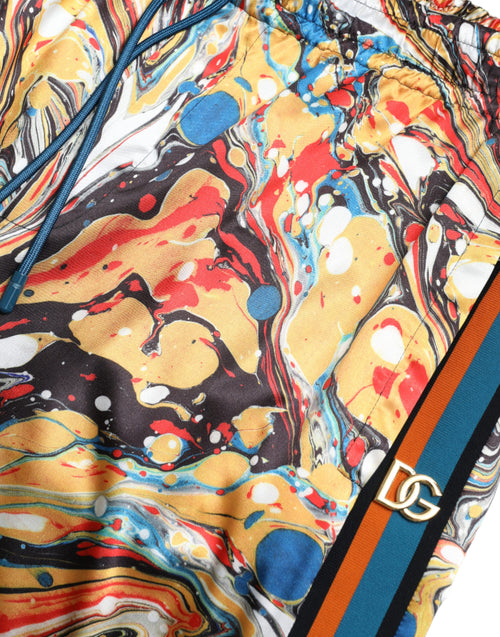 Dolce & Gabbana Multicolor Marble Print Satin Pants - ClickThatClicks 