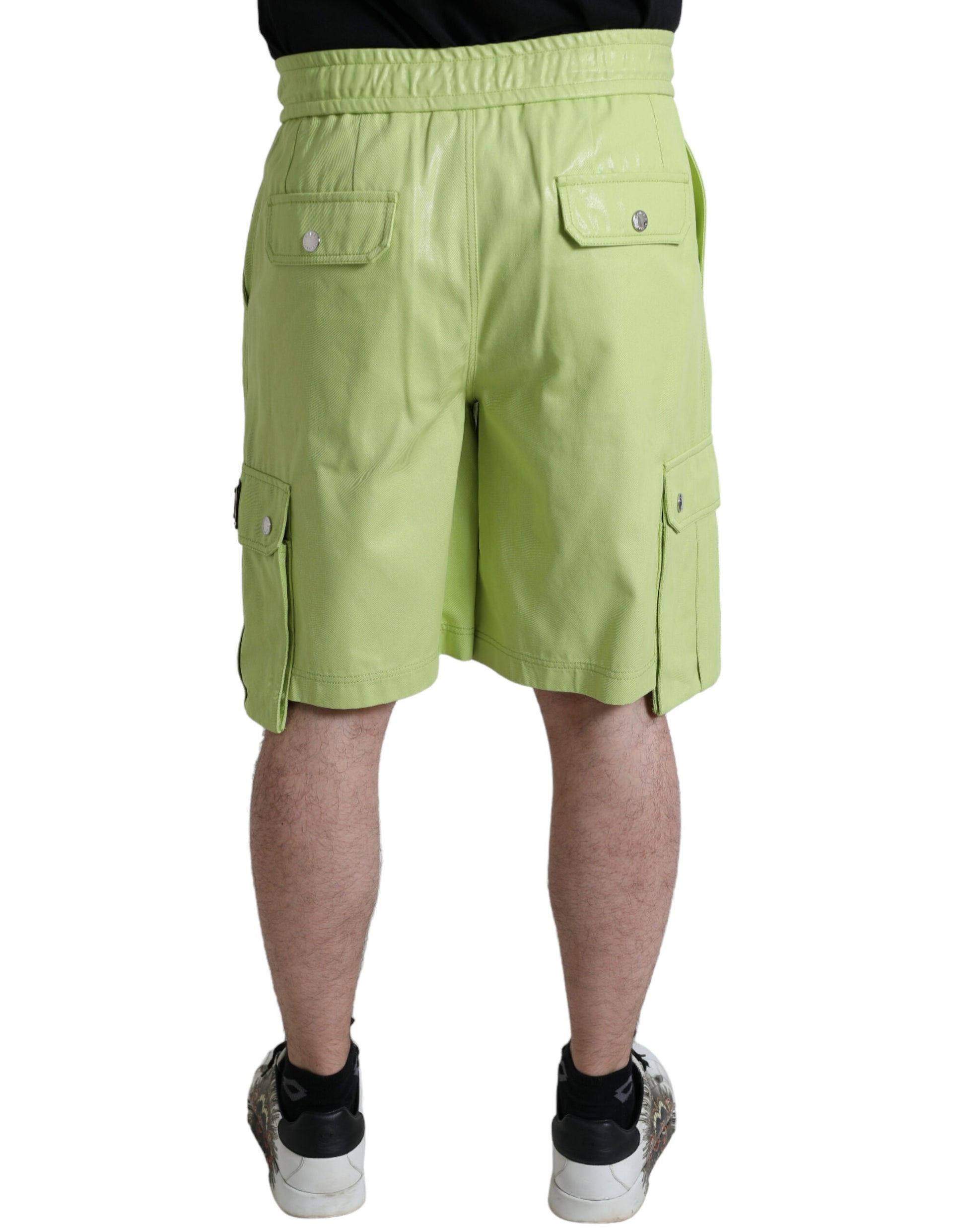 Dolce & Gabbana Light Green Cotton Men Cargo Bermuda Shorts - ClickThatClicks 