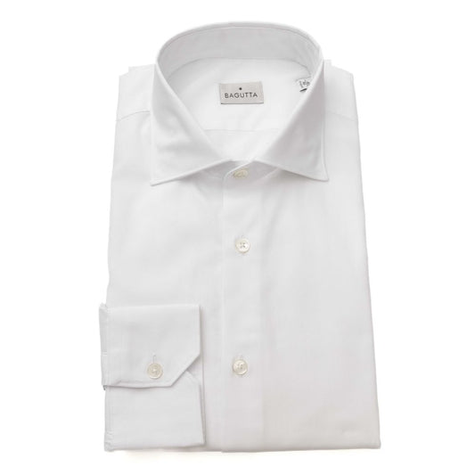 Bagutta White Cotton Men Shirt - ClickThatClicks 