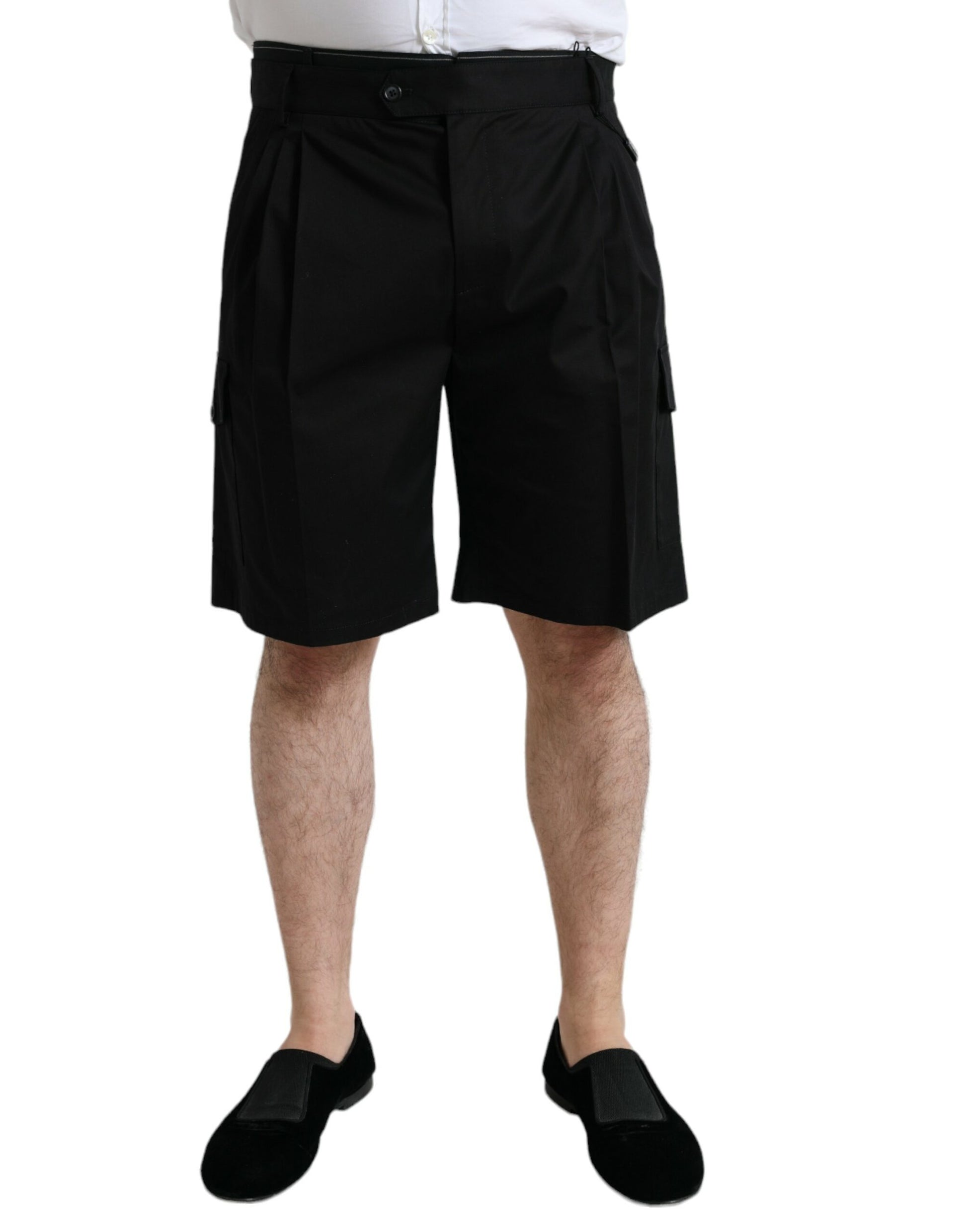 Dolce & Gabbana Black Cotton Stretch Cargo Bermuda Shorts - ClickThatClicks 