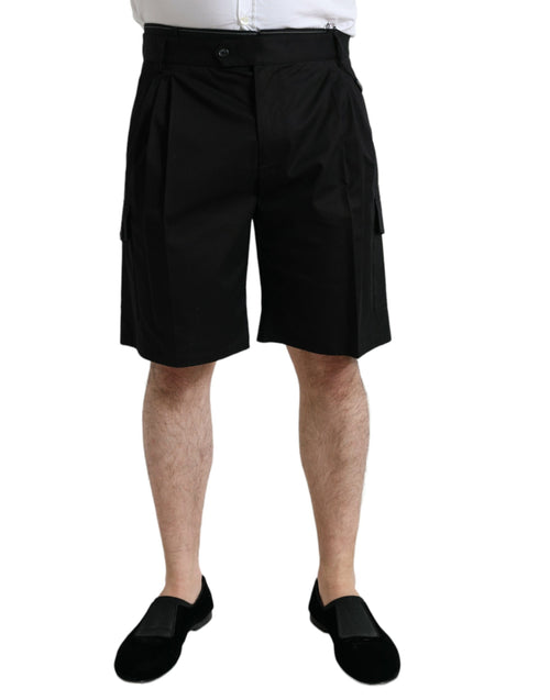 Dolce & Gabbana Black Cotton Stretch Cargo Bermuda Shorts - ClickThatClicks 