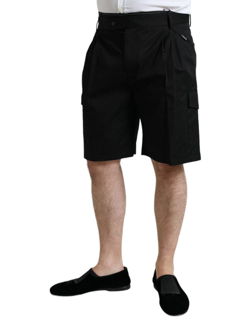Dolce & Gabbana Black Cotton Stretch Cargo Bermuda Shorts - ClickThatClicks 