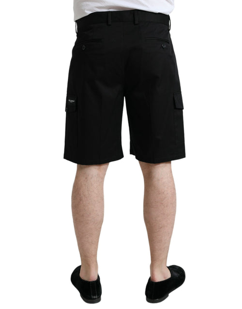 Dolce & Gabbana Black Cotton Stretch Cargo Bermuda Shorts - ClickThatClicks 