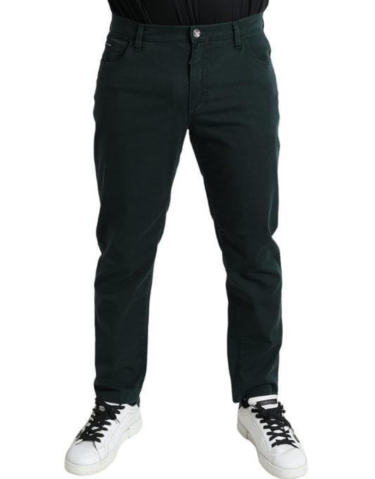 Dolce & Gabbana Green Cotton Stretch Skinny Men Denim Jeans - ClickThatClicks 